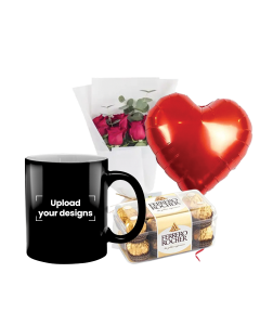Magic Mug Bundle (Personalized Glossy Magic Mug, Flowers, Balloon & Chocolate)