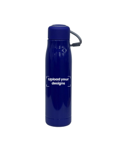 Double Walled Water Bottle with Tag Printed with Personalized Design - Royal Blue