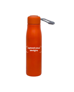Double Walled Water Bottle with Tag Printed with Personalized Design - Orange