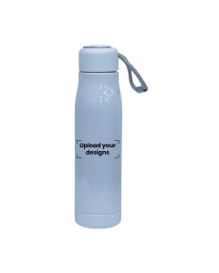 Double Walled Water Bottle with Tag Printed with Personalized Design - White