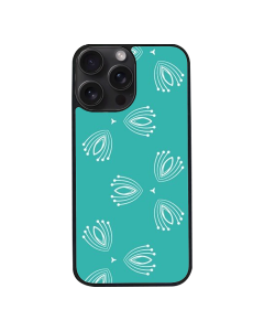 iPhone 15 Pro Max Black Case  Printed With Nice Blue Background With White Pattern