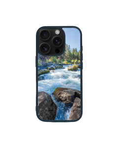 iPhone 16 Pro Black Case  Printed With River Surrounded With Flowers Autumn Daytime