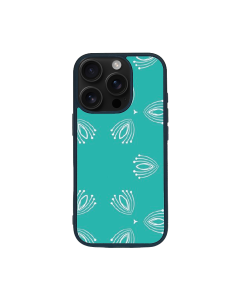 iPhone 16 Pro Black Case  Printed With Nice Blue Background With White Pattern
