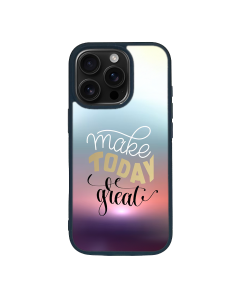 iPhone 16 Pro Black Case  Printed With Positive Quote Poster Sunset Blurred Background