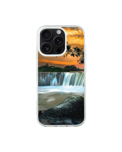 iPhone 16 Pro Transparant Case Printed With Scenic View Waterfall Againest Sky Sunset