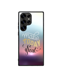 Samsung S25 Ultra Black Case  Printed With Positive Quote Poster Sunset Blurred Background