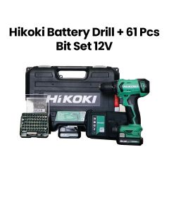 Hikoki 12V Battery Drill + 61 Pcs Bit Set - Green | DS12DA + 715000SP