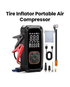 Lamfurart Tire Inflator Portable Air Compressor with Jump Starter - 150PSI & 25000mAh - Black |LTI-150J