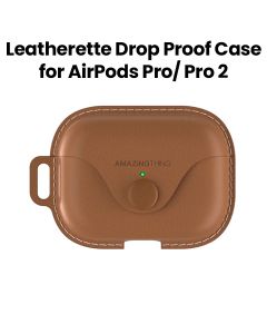 Amazingthing Marsix Pro Leatherette Case for AirPods Pro/Pro 2 Brown | APRO2MPBW