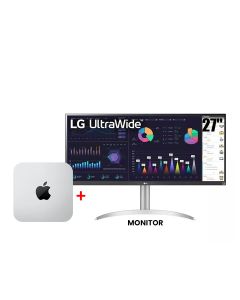 Apple Mac Studio Desktop with M4 Max Chip 14-Core CPU, 32-Core GPU, 36GB RAM, 512GB SSD – Silver | MU963AB/A + LG 27" Ultrawide Monitor (34WQ650-W)