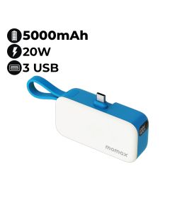 Momax Power Mini 3-in-1 5000mAh Power Bank with USB-C Plug | IP130B