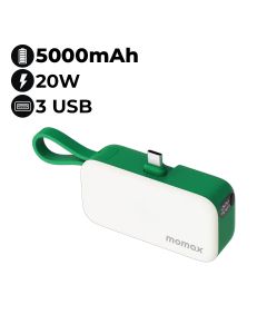 Momax Power Mini 3-in-1 5000mAh Power Bank with USB-C Plug | IP130G