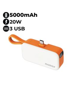 Momax Power Mini 3-in-1 5000mAh Power Bank with USB-C Plug | IP130M