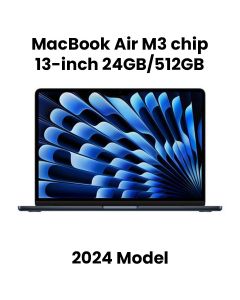 Apple 13-inch MacBook Air: Apple M3 chip with 8-core CPU and 10-core GPU, 24GB, 512GB SSD - Midnight |MC8Q4AB/A