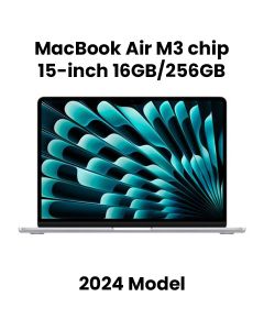 Apple 15-inch MacBook Air: Apple M3 chip with 8-core CPU and 10-core GPU, 16GB, 256GB SSD - Silver |MC9E4ZS/A