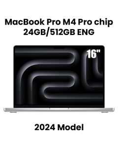 Apple 16-inch MacBook Pro: Apple M4 Pro chip with 14-core CPU and 20-core GPU, 24GB, 512GB SSD - Silver |MX2T3ZS/A