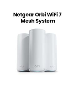 NETGEAR Orbi WiFi 7 Mesh System (770 Series) - Up to 8,000 Sq. Ft., 11Gbps, 100 Devices, Tri-Band Router + 2 Satellite Extenders - White | RBE773