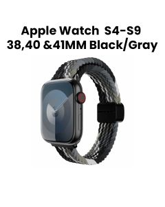 SwitchEasy Candy Braided Nylon Watch Loop with Magnetic Lock for Apple Watch Series 4-Series 9 38/40/41mm Black/Gray | SAW341237BY24