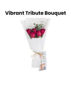 A Hand Bouquet Of Red Roses And Eucalyptus Leaves Wrapped With Wite Wrapping With Teacher's Day Card