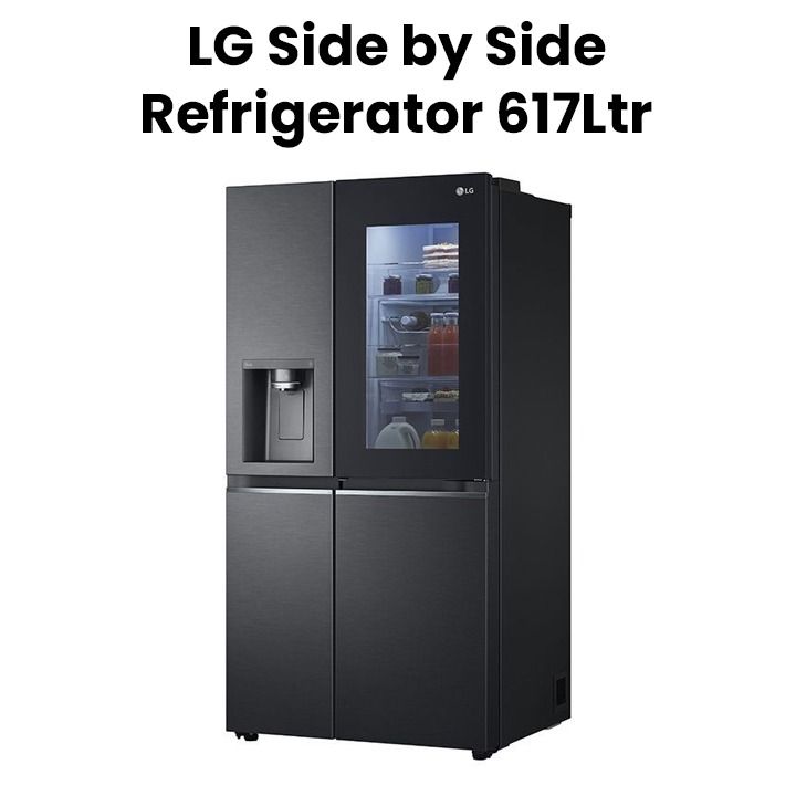 LG 617Ltrs InstaView ThinQ Side by Side Refrigerator, UVnano, LINEARCooling, ThinQ | GR-X267CQES