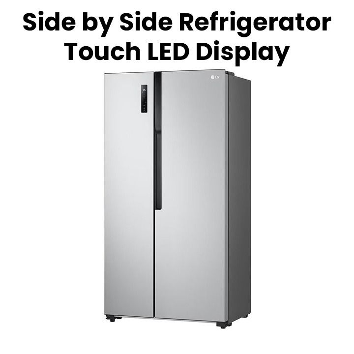 LG Side by Side Refrigerator, Total No Frost, Multi AirFlow, Touch LED Display, Smart Inverter Compressor Tempered Glass | GRFB587PQAM