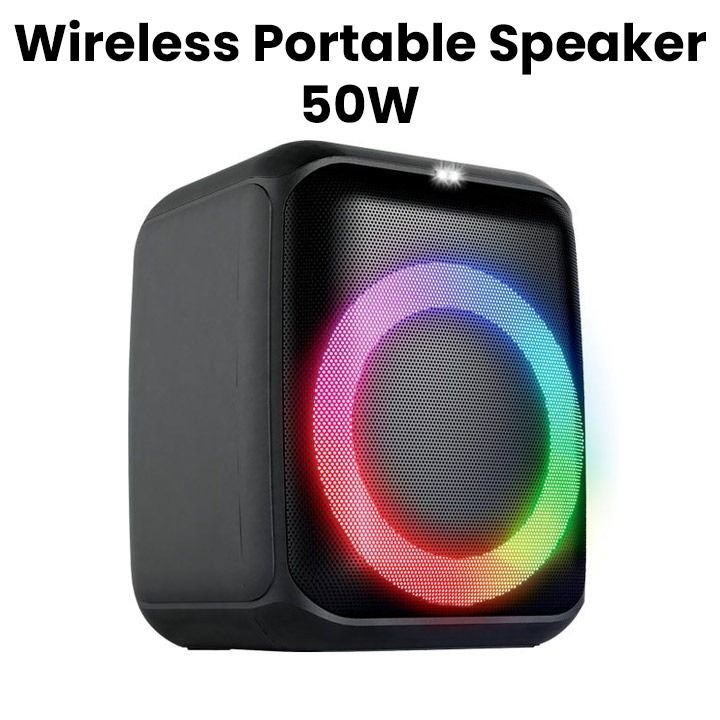 Oscar Wireless Portable Speaker 50W with RGB Light and Wireless Mic 