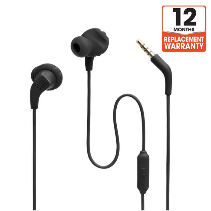 JBL Endurance Run 2 Wired | Waterproof Wired Sports In-Ear Headphones - Black