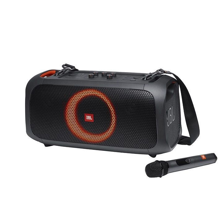 JBL PartyBox On-The-Go Essential Portable Party Speaker with Built-in Lights and Wireless Mic