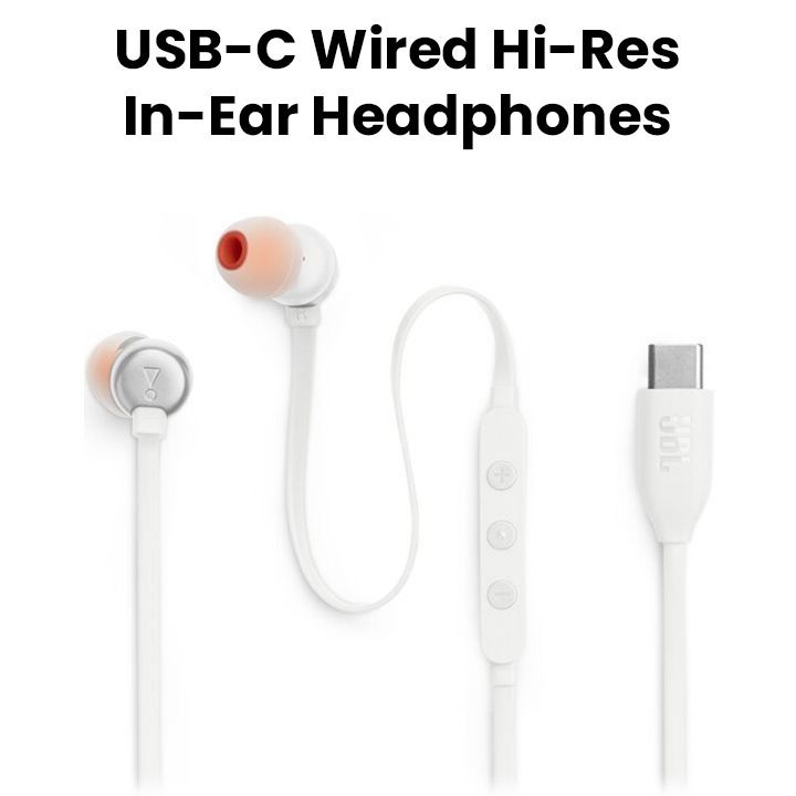 JBL Tune 310C USB-C | Wired Hi-Res In-Ear Headphones - White