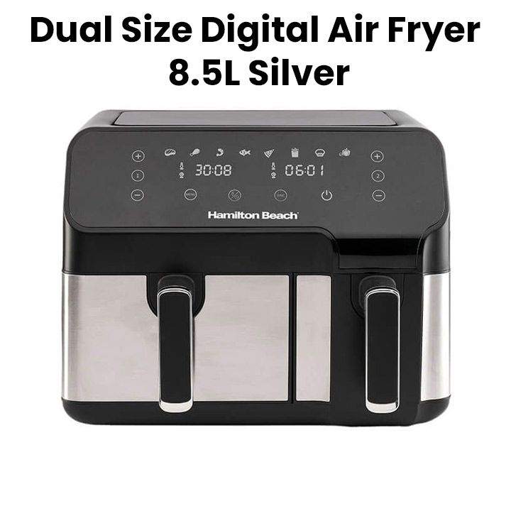 Hamilton Beach Dual Size Digital Air Fryer 8.5L - Silver | AF5232-ME