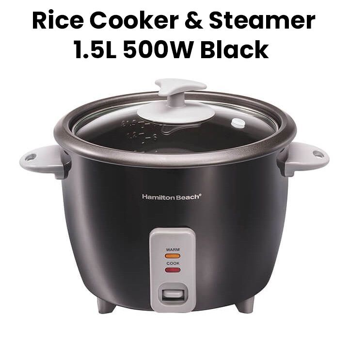 Hamilton Beach Rice Cooker & Steamer 1.5L 500W - Black | 37517-ME