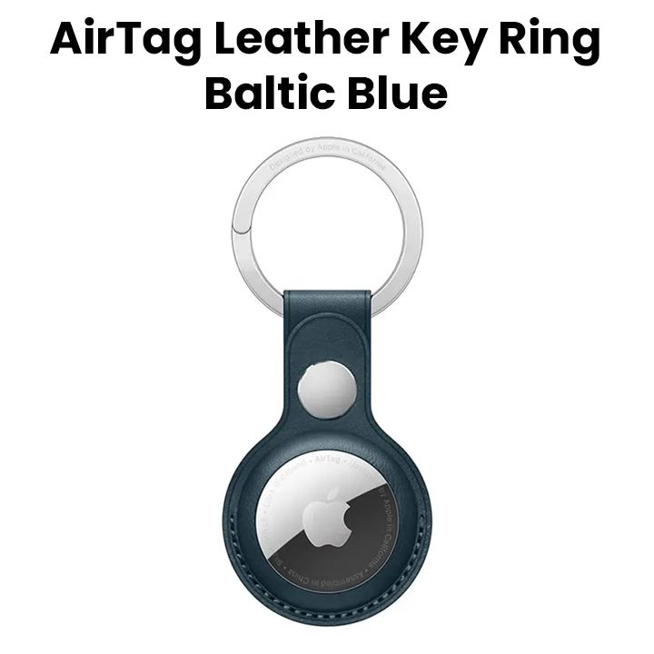 Apple Airtag Leather Key Ring - Baltic Blue