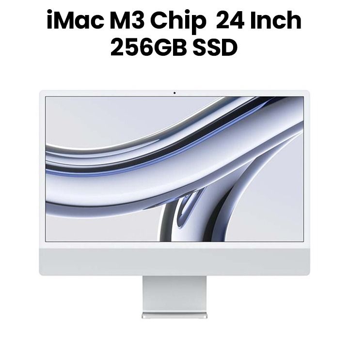 Apple 24-Inch iMac : Retina 4.5K Display, M3 Chip,8-Core CPU, 8-Core GPU,256GB SSD - Silver | MQR93AB/A