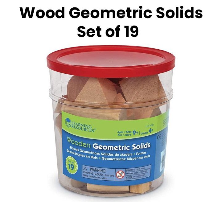 Learning Resources Wood Geometric Solids Set-of-19 | LRSLER4298 