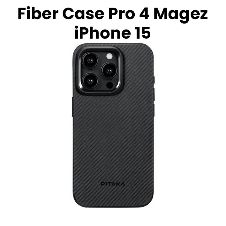 Pitaka iPhone 15 Fiber Case Pro 4 Magez 600D - Black/grey Twill