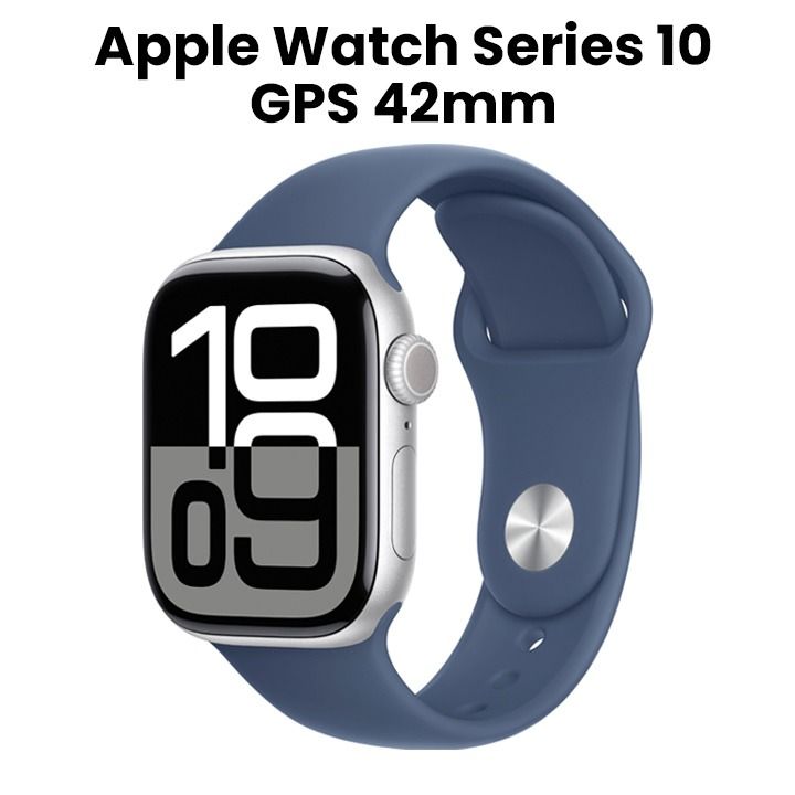 Apple Watch Series 10 GPS 42mm Silver Aluminium Case with Denim Sport Band - S/M | MWWA3QA/A