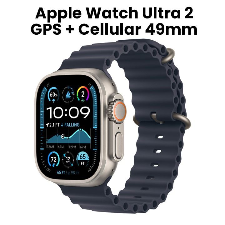 Apple Watch Ultra 2 GPS + Cellular 49mm Natural Titanium Case with Navy Ocean Band (MX4D3QA/A)