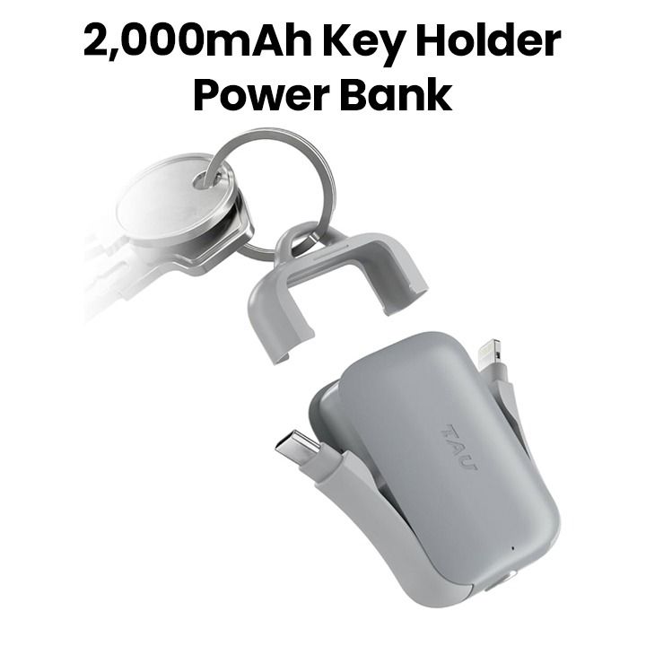 Rolling Square 2000mAh Key Holder Power Bank Gray | TAU202R