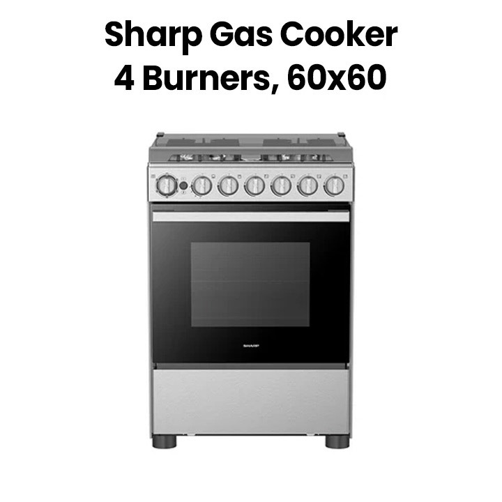 Buy Sharp Gas Cooker 4 Burners, 60x60, Stainless Steel | GN-SM6057B-SS3 ...